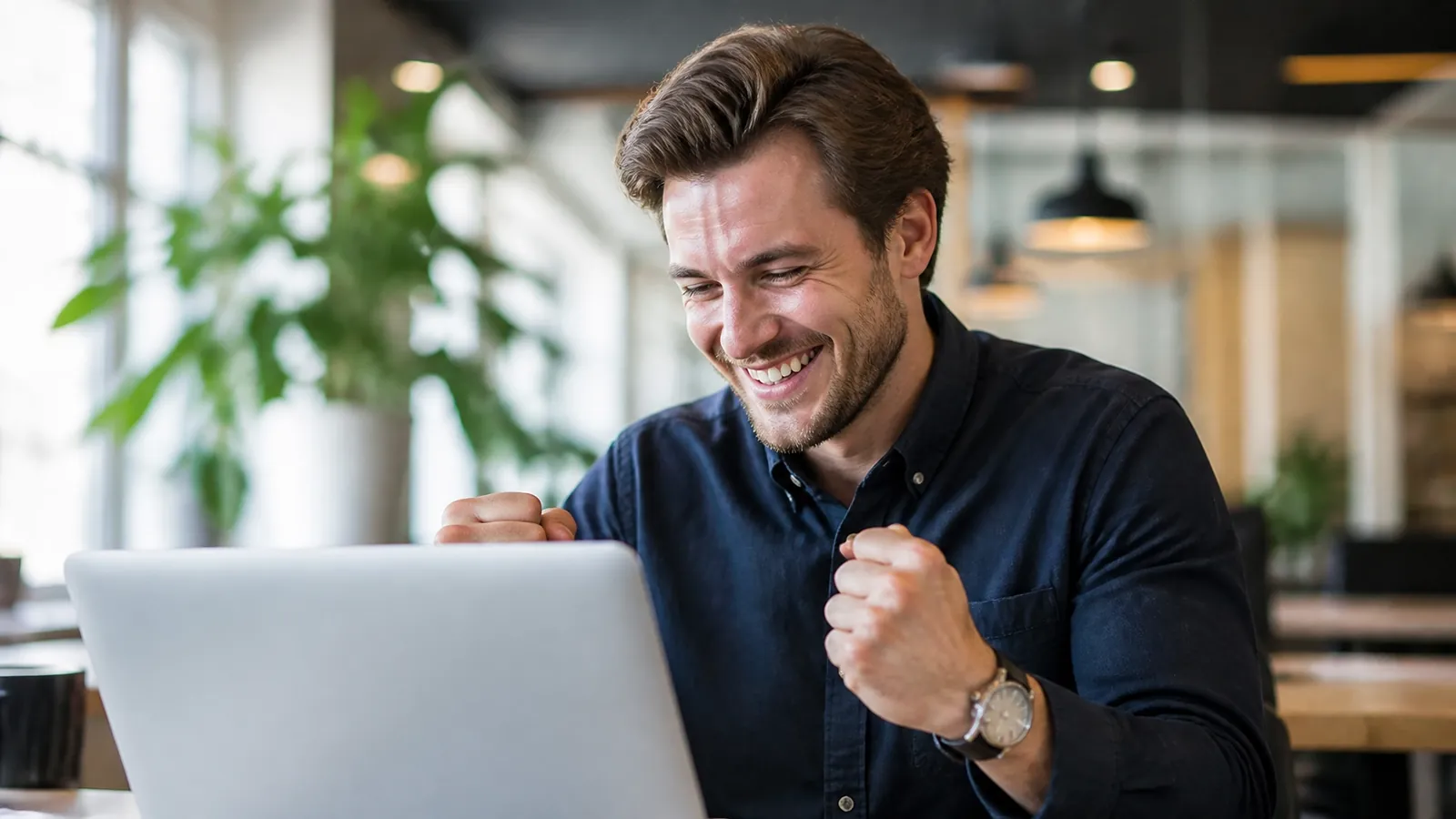 Relieved organizer successfully creating an event in minutes